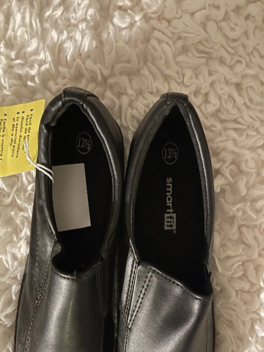 SMART FIT Boys' Sz 13.5 DRESS SHOES (black faux leather; slip-on) EUC